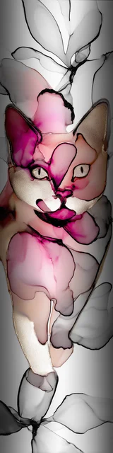 Free abstract cat art bookmarks featuring layers of cat abstract art